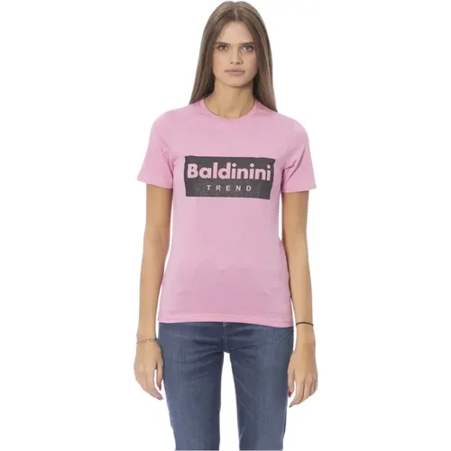 Trendiges T-Shirt mit Frontdruck , Damen, Größe: L - Baldinini - Modalova