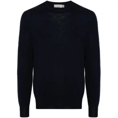 Marine Merinowolle Rundhalsausschnitt Pullover , Herren, Größe: XL - Canali - Modalova