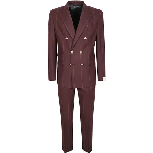 Double Breasted Suits, male, , Size: L Double-Breasted Wool Suit - Eleventy - Modalova