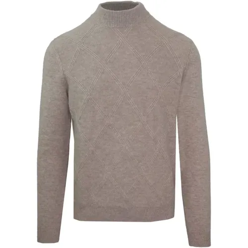 Turtlenecks, male, , Size: L Mens Wool Cashmere Diamond Stitch Sweater - Malo - Modalova