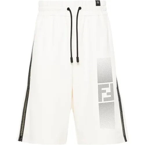 Striped Side Mesh Detail Shorts , male, Sizes: M, S, XS - Fendi - Modalova