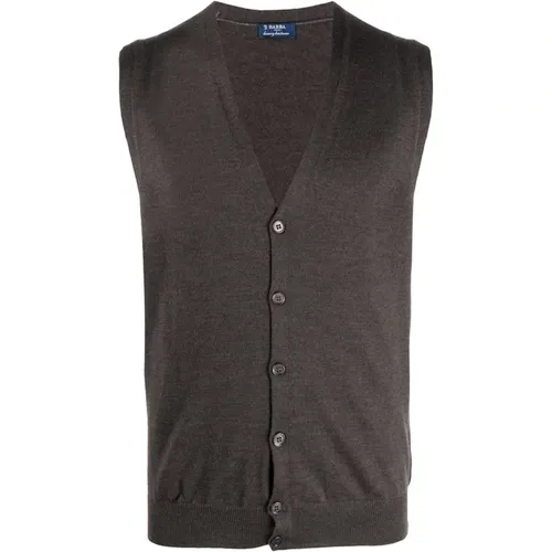 Italian Wool Vest , male, Sizes: L, XL, 2XL, 3XL - Barba - Modalova