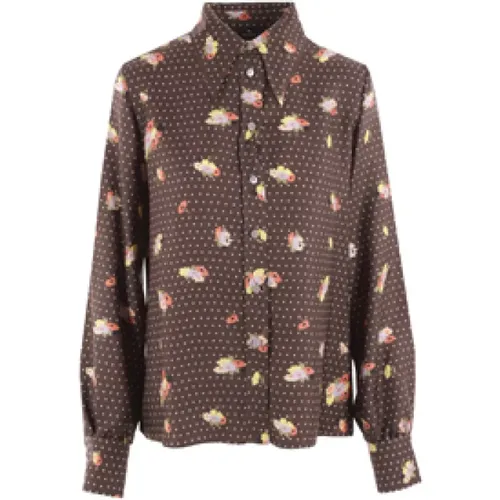 Floral/Polka Dot Silk Twill Shirt , female, Sizes: S - ETRO - Modalova