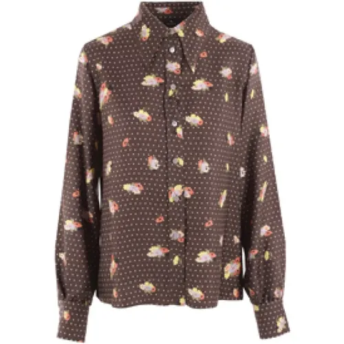 Floral/Polka Dot Silk Twill Shirt , female, Sizes: XS, S - ETRO - Modalova