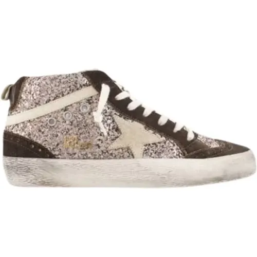 Sneakers, male, , Size: 6 US Mid Star Glitter Suede Brown Sneakers - Golden Goose - Modalova