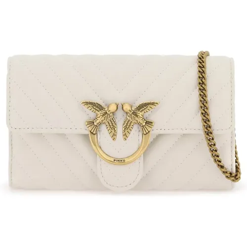 Chevron Love Birds Mini Bag , female, Sizes: ONE SIZE - pinko - Modalova