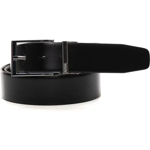 Belts, male, , Size: ONE SIZE Double Buckle Reversible Leather Belt - Boss - Modalova