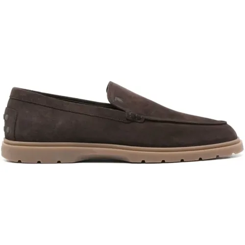 Loafers, male, , Size: 12 US Suede Moccasin Flat Shoes - TOD'S - Modalova