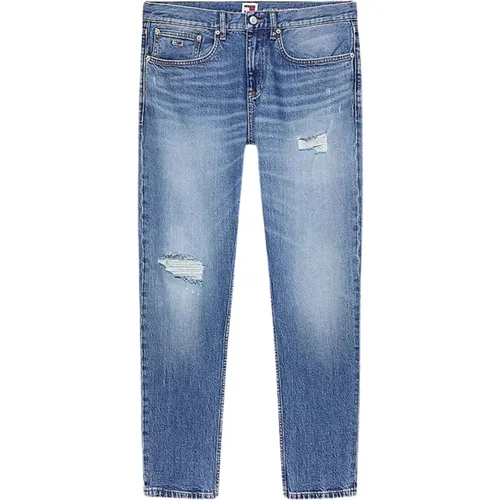 Distressed Slim Fit Denim Jeans , male, Sizes: W32, W27 - Tommy Hilfiger - Modalova