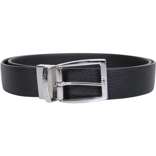 Belts, male, , Size: 95 CM Leather Belt with Pabbled Texture - Canali - Modalova