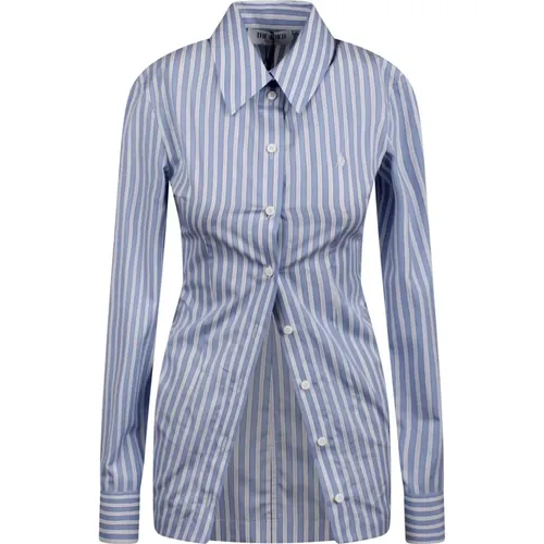 Shirts, female, , Size: 2XS Striped Button-Up Shirt with Embroidered Logo - The Attico - Modalova