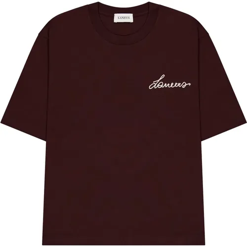 T-Shirts, unisex, , Size: XL Comfy Boxy T-Shirt with Embroidered Logo - Laneus - Modalova