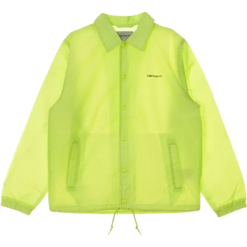 Light Jackets, male, , Size: XL Script Coach Jacket Lime/Black - Carhartt WIP - Modalova