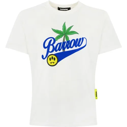 Heart Logo Oversized T-shirt , male, Sizes: S, L - Barrow - Modalova
