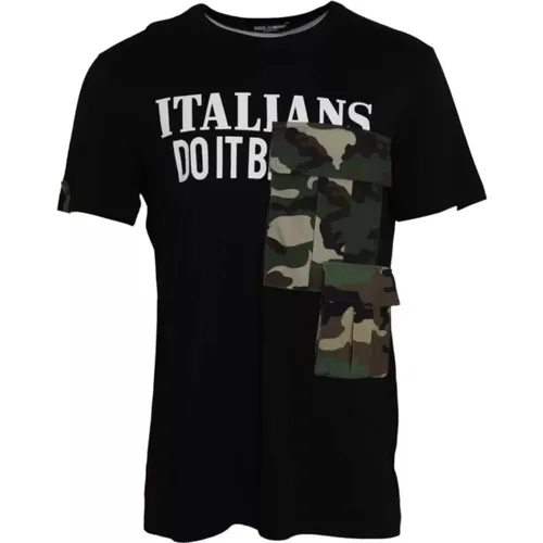 T-Shirts, male, , Size: 2XL Camouflage Cotton T-Shirt - Dolce & Gabbana - Modalova