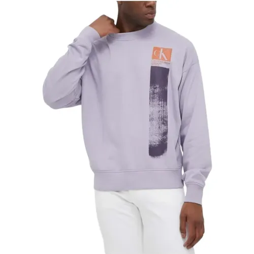 Sweatshirts, male, , Size: L Modern Brushstroke Crew Neck Sweater - Calvin Klein - Modalova