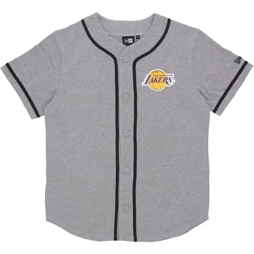 Short Sleeve Shirts, male, , Size: 2XL NBA Baseball Jersey Lakers Heather Grey - new era - Modalova