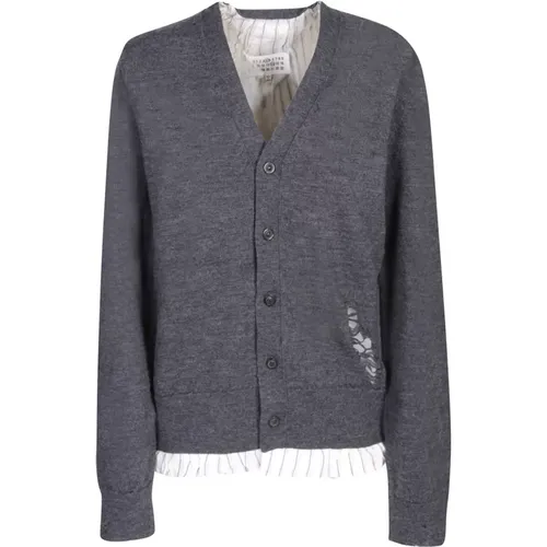 Grey Wool Cardigan for Men , male, Sizes: XS - Maison Margiela - Modalova