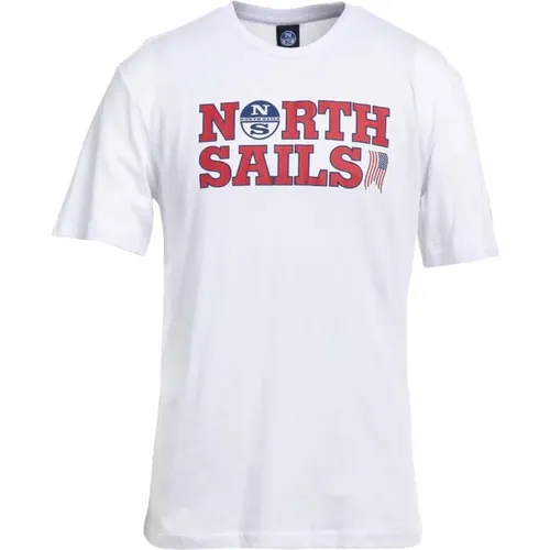 Weiße Baumwolllogo-Druck-T-Shirt - North Sails - Modalova
