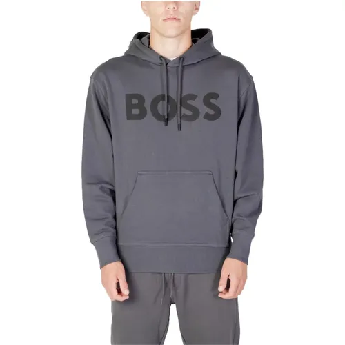 Hoodies, male, , Size: S Mens Grey Hooded Sweatshirt - Hugo Boss - Modalova