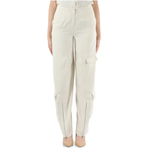 Cargo satin pants with button closure , female, Sizes: XS, 2XS, M, S - Calvin Klein - Modalova