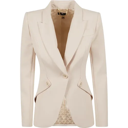 Cream White Layered Outerwear , female, Sizes: M - Elisabetta Franchi - Modalova