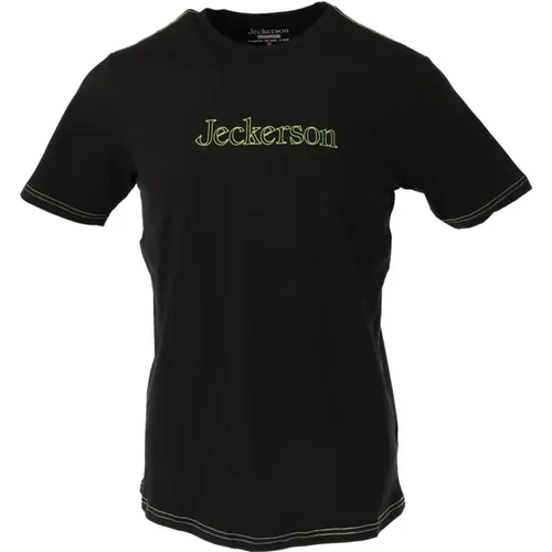 Schwarzes Print Slim Fit T-Shirt , Herren, Größe: M - Jeckerson - Modalova