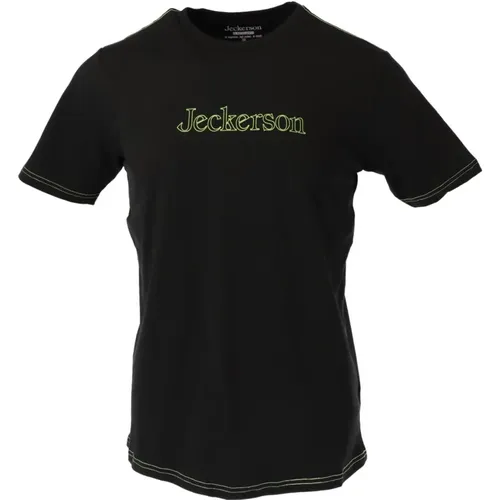 Schwarzes Print Slim Fit T-Shirt - Jeckerson - Modalova