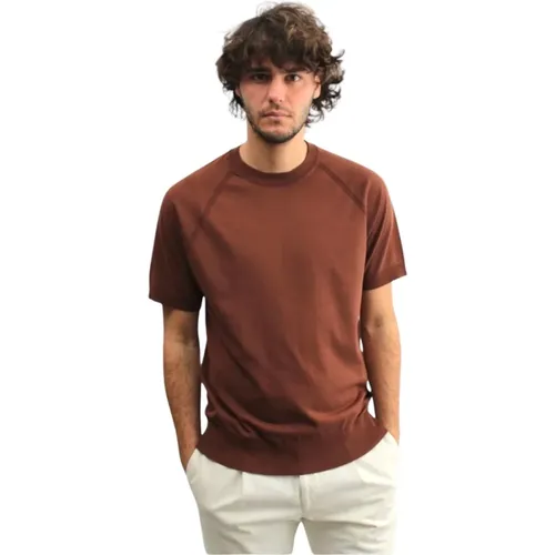 Braunes T-Shirt mit Rundhalsausschnitt , Herren, Größe: L - Paolo Pecora - Modalova