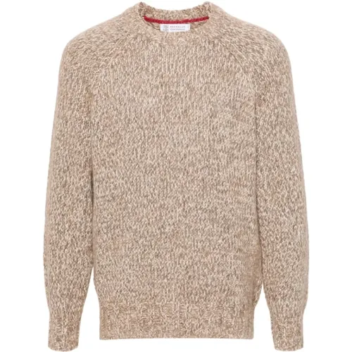 Chunky Strick Beiger Pullover - BRUNELLO CUCINELLI - Modalova