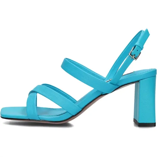 Blaue Sandale mit Eckiger Spitze und Riemen , Damen, Größe: 38 EU - Bibi Lou - Modalova