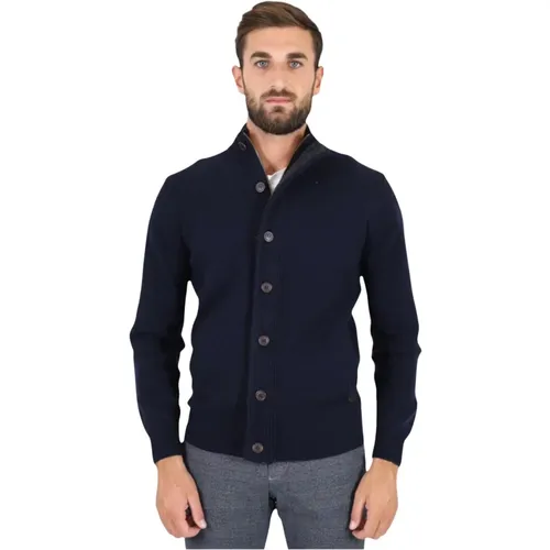 Navy Zip Through Pullover , Herren, Größe: S - Barbour - Modalova