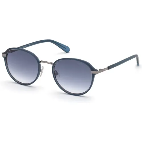 Goldene Sonnenbrille mit Blauem Verlauf,Blonde Havana Sunglasses with Shaded Lenses - Guess - Modalova