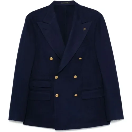 Blazers, male, , Size: XL Navy Wool Blend Jacket - Gabriele Pasini - Modalova