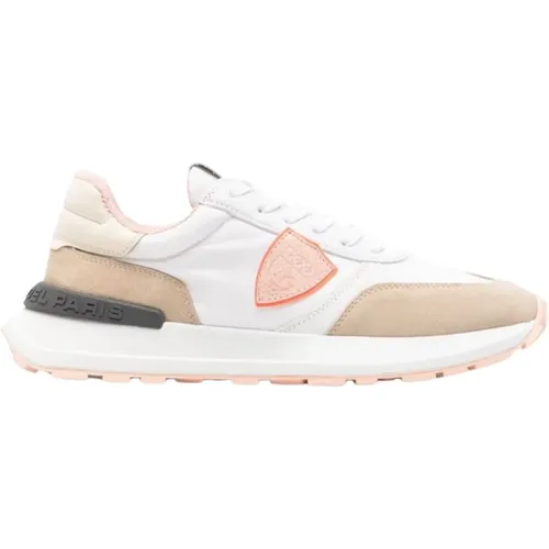 Antibes Low Sneakers White/Pink , female, Sizes: 3 UK, 8 UK, 5 UK, 4 UK - Philippe Model - Modalova