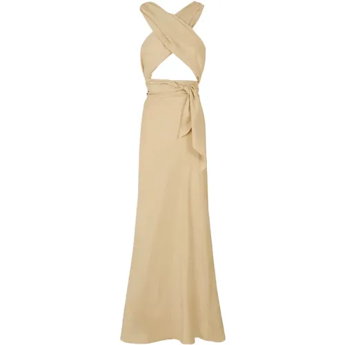 Silk wrap dress with long straps , female, Sizes: L, XL, 2XL, S - Cortana - Modalova