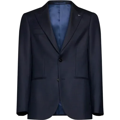 Blazers, male, , Size: M Midnight Wool Blazer with Peak Lapels - D4.0 - Modalova