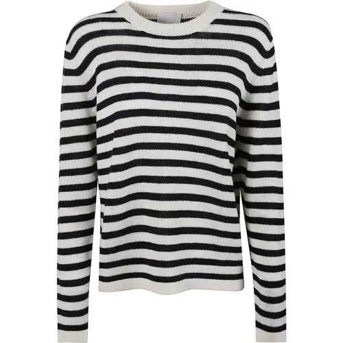 Round-neck Knitwear, female, , Size: M Striped Knit Sweater - allude - Modalova