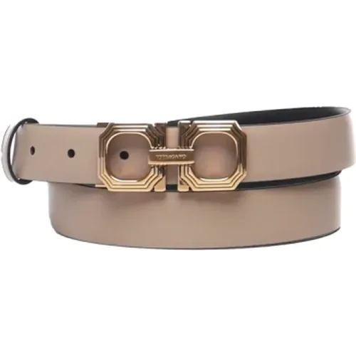 Leather Belt with Gold Buckle , female, Sizes: 100 CM - Salvatore Ferragamo - Modalova