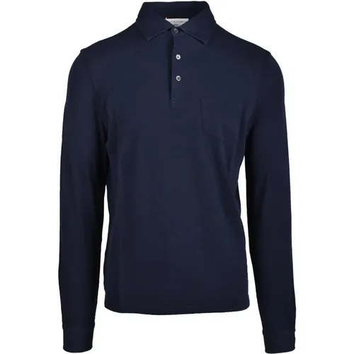 Polo Shirts, male, , Size: L Men's Navy Shirt - Filippo De Laurentiis - Modalova