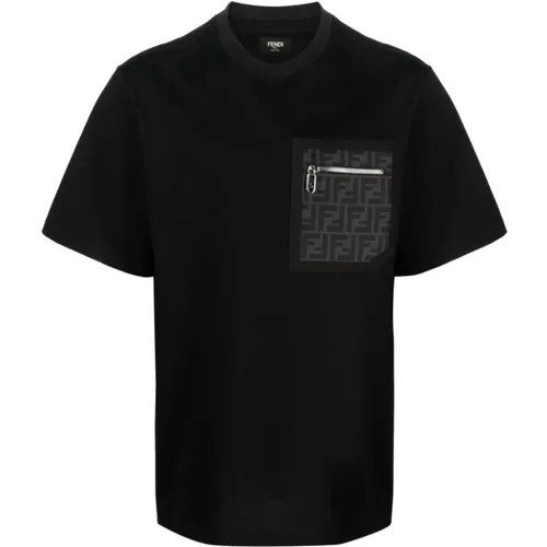 Taschen-T-Shirt in Schwarz Fendi - Fendi - Modalova