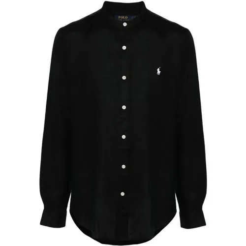 Schwarzes Leinenhemd mit Polo Pony Motiv , Herren, Größe: 2XL - Ralph Lauren - Modalova