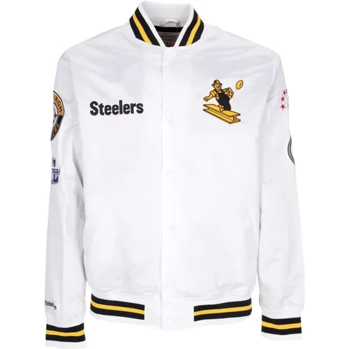 Pittsburgh Steelers Bomberjacke Weiß , Herren, Größe: M - Mitchell & Ness - Modalova