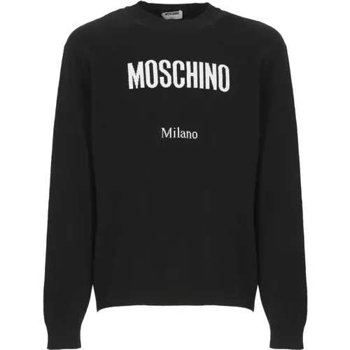 Sweatshirts, male, , Size: L Wool Blend Crewneck Sweater - Moschino - Modalova