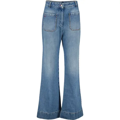 Ausgestellte Jeans in gewaschenem Blau-Denim - Victoria Beckham - Modalova