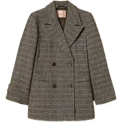 Double-Breasted Coats, female, , Size: S & Gold Stylish Coat Aw25 - Twinset - Modalova