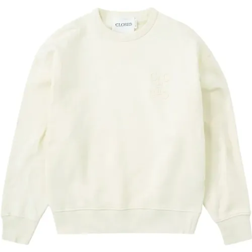 Sweater mit gesticktem Logo und Rundhalsausschnitt - closed - Modalova