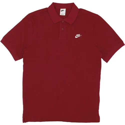 Polo Shirts, male, , Size: S Essential Pique Polo Shirt Red/White - Nike - Modalova