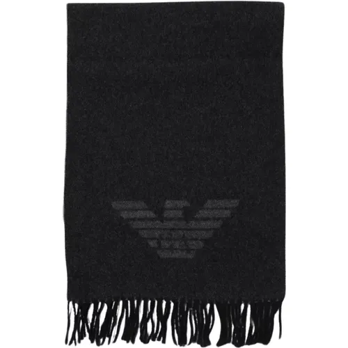 Winter Scarves, male, , Size: ONE SIZE Mens Logo Contrast Scarf - Emporio Armani - Modalova