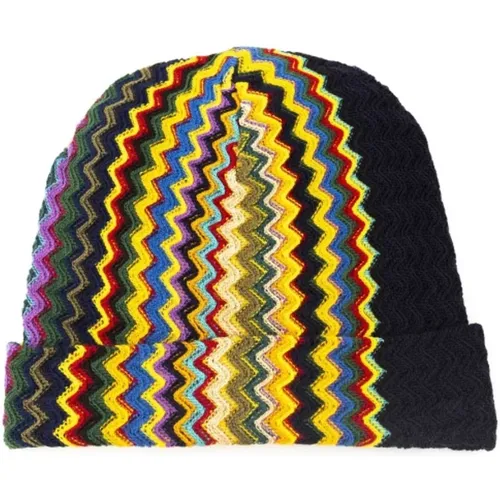 Beanies, male, , Size: ONE SIZE Geometric Pattern Colorful Hat Accessory - Missoni - Modalova